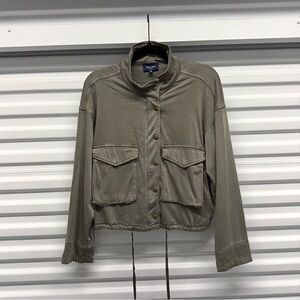 Splendid Olive Green Cropped Utility Jacket Snap Front Small